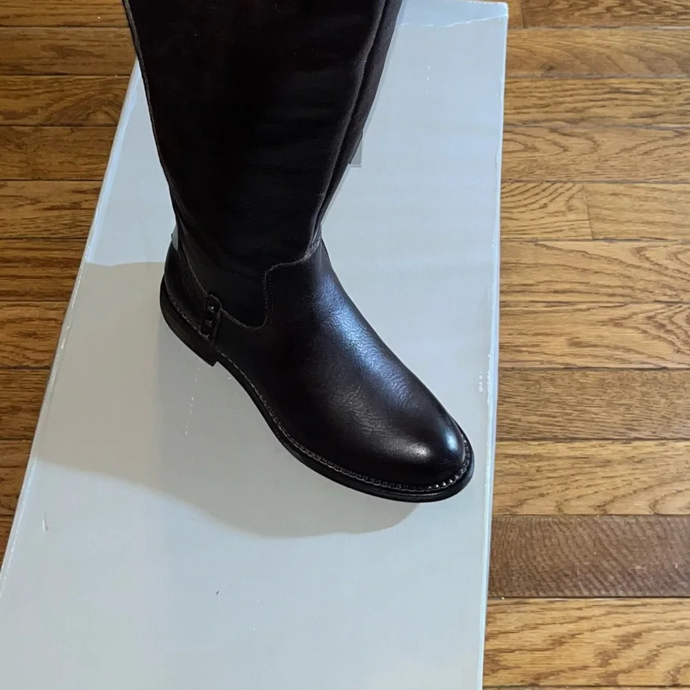 Franco Sarto Haleen Leather Wide Calf High Shaft Boot Cognac Women’s Size 5